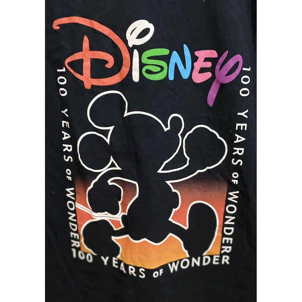 Disney 100 Years of Wonder T Shirt Men's M Unisex Black‎ Tagless S/S Mickey - Picture 2 of 4